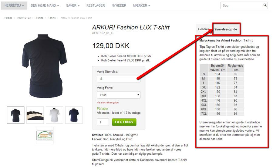 Størrelsesguide vejledning - StoreDrenge.dk
