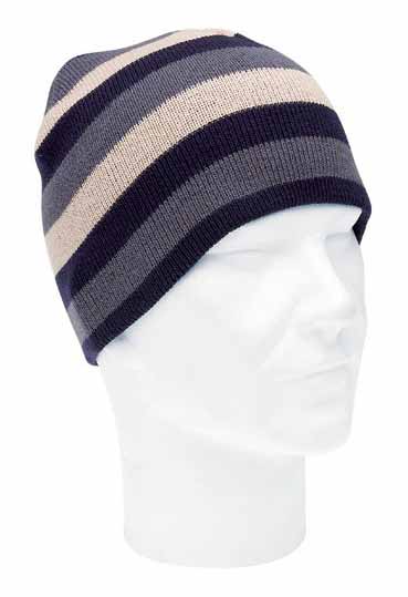 Navy/grå/beige stribet strik hue - Duke London