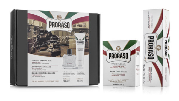 Proraso Gaveæske, Due Pack, Aftershave Balm & Barbercreme, Sensitive