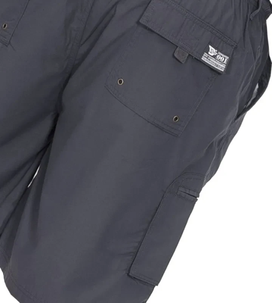 Mørke grå cargo shorts med elastik i livet - D555