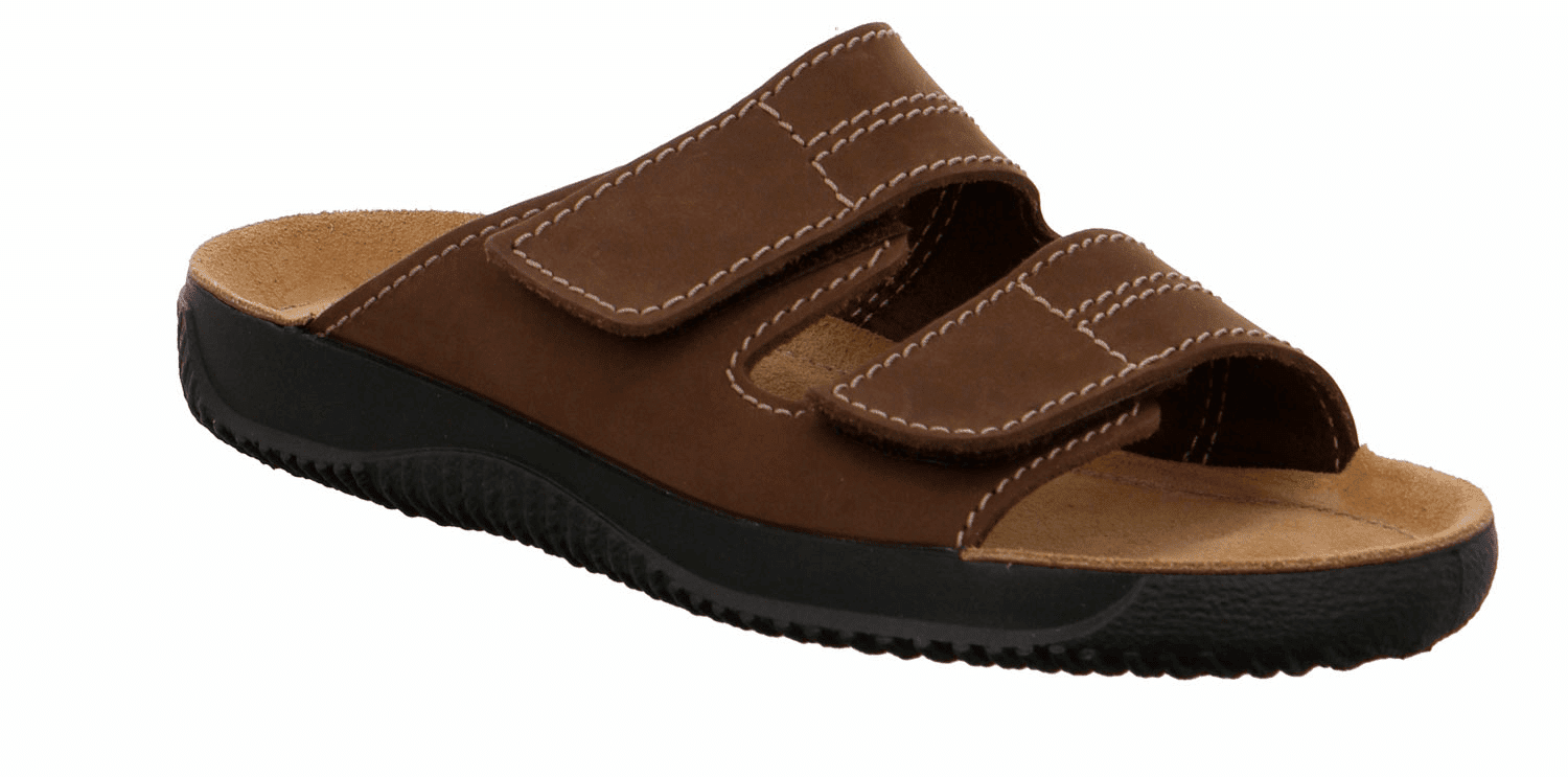 Brede brune sandaler m. velcroremme -