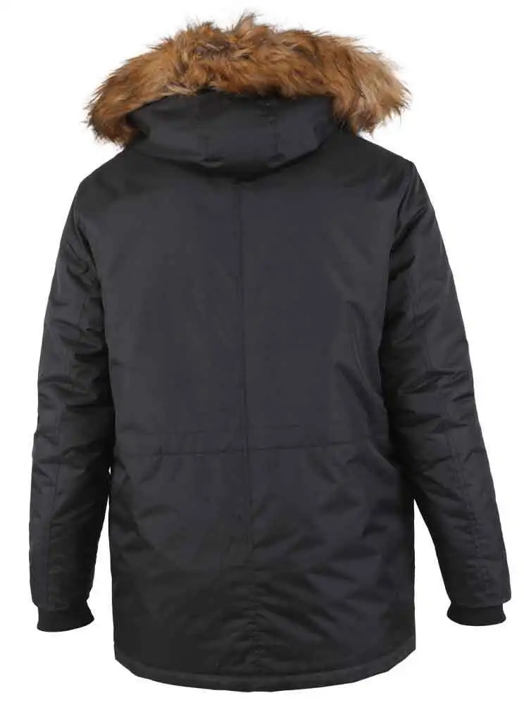 Sort Parka med hætte - D555