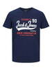 Navyblå T-shirt m. "logo" print - Jack & Jones