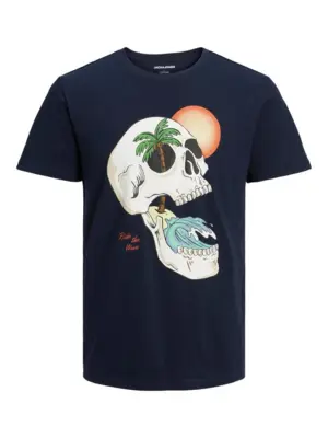 Navyblå T-shirt med "Ride The Wave" print - Jack & Jones