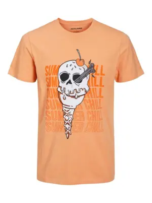 Orange T-shirt med "Summer Chill" print - Jack & Jones