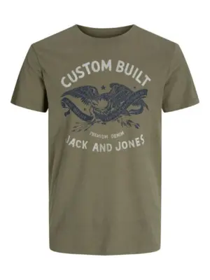 Oliven T-shirt med ørn og banner print - Jack & Jones