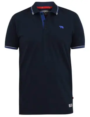 Mørk navyblå polo-shirt med kongeblå kontraststriber - D555