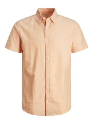 Sart abrikos orange skjorte i hør/bomuld (K/Æ) - Jack & Jones