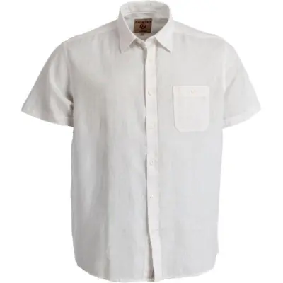 Hvid hør/bomuld skjorte med brystlomme (K/Æ) - Finesmekker
