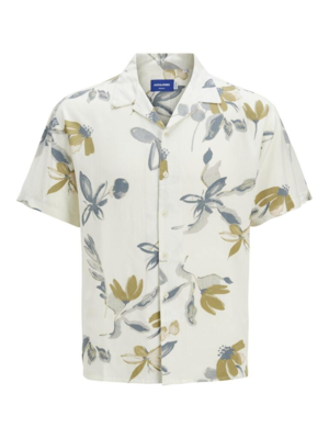 Off-white skjorte m. blå/gule blomster (K/Æ) - Jack & Jones