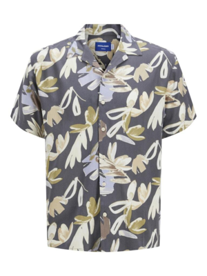 Blå/grå skjorte m. blomsterprint (K/Æ) - Jack & Jones
