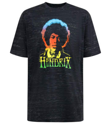Sort meleret T-shirt med "Hendrix" print - D555