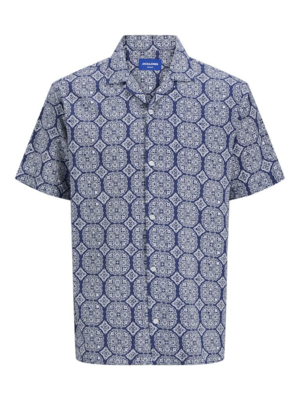 Blå skjorte med mønster (K/Æ) - Jack & Jones