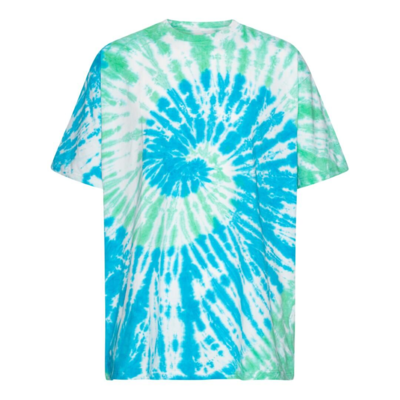 Grøn/blå batik T-shirt med spiralprint - KAMRO