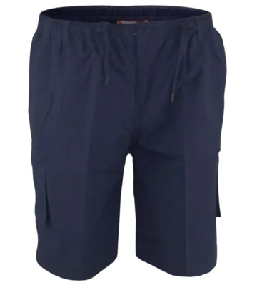 Navy blå cargo shorts med elastik i livet - D555