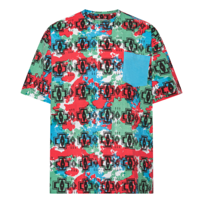 Rød, grøn og blå T-shirt med grafisk print - KAMRO