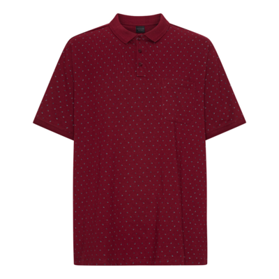 Mørk rød poloshirt med diskret print
