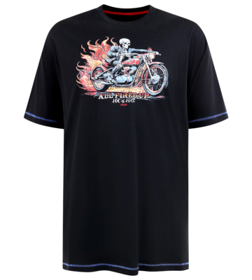 Sort T-shirt med motorcykelprint
