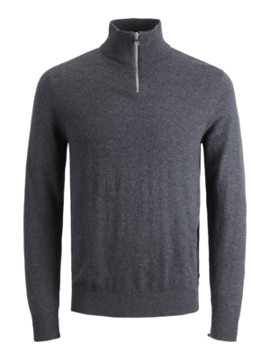 Grå strik med lynlås i halsen - Jack & Jones