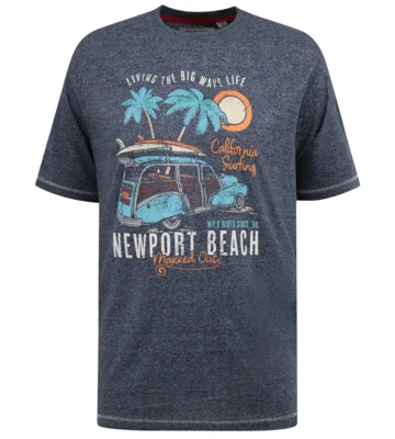 Navymeleret T-shirt med surfer print