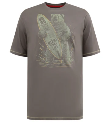 T-shirt med bjørn og surfprint