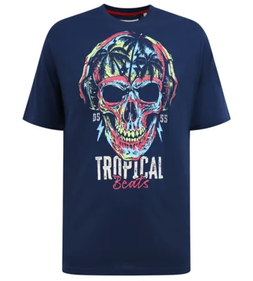 T-shirt med farverigt skull “Tropical Beats” print (TALL)