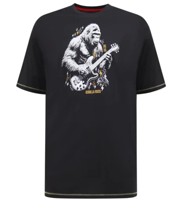 Sort T-shirt med “Gorilla Rock” print