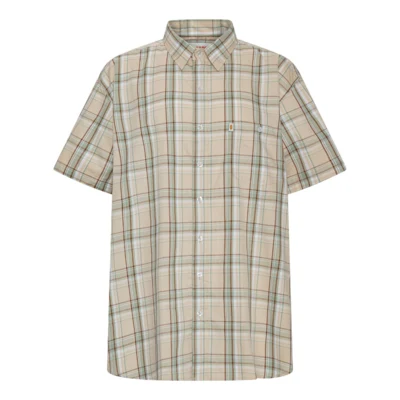 Beige/grøn ternet skjorte