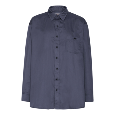 Stålgrå langærmet satin/lycra skjorte