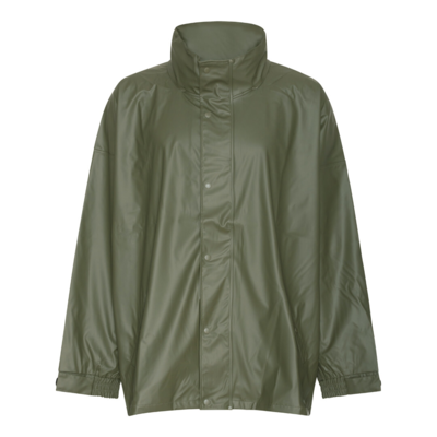 Olivengrøn regnjakke med hætte