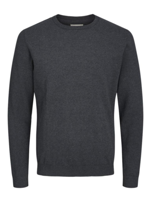 JJEBASIC Dark Grey Melange Knit Crew Neck