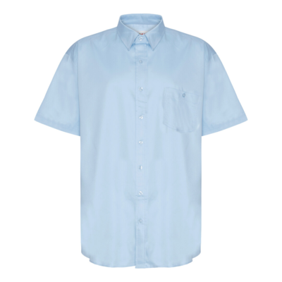 Lys blå kortærmet satin/lycra skjorte (TALL)