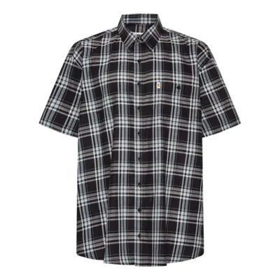 Kortærmet skjorte med sorte, hvide og grå tern