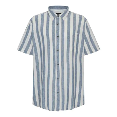 Hvid og blåstribet hør/bomuld skjorte