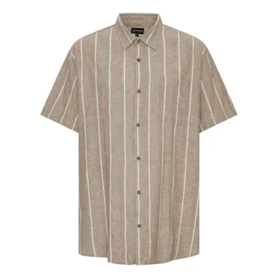 Sandfarvet hør/bomuld skjorte