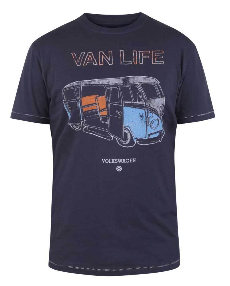 aflevere smukke blød Navyblå T-shirt med 'Van Life' - D555