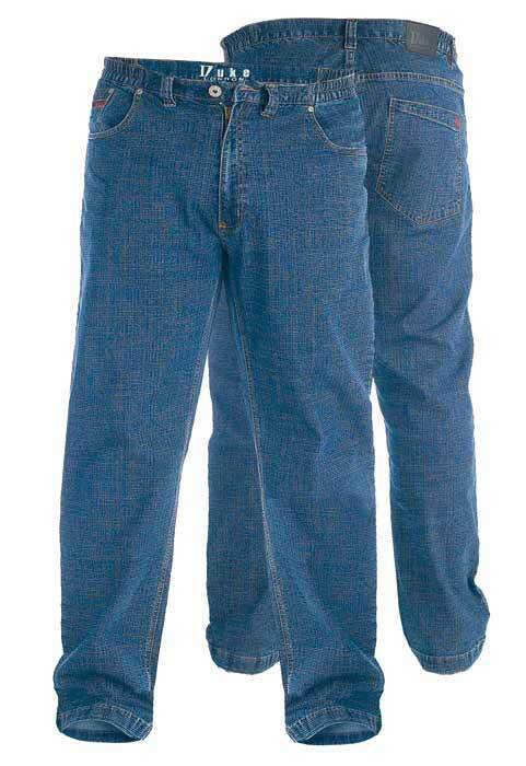 bruser Flock Vulkan Denim blå jeans med komfort elastik i linningen (30") - Duke London